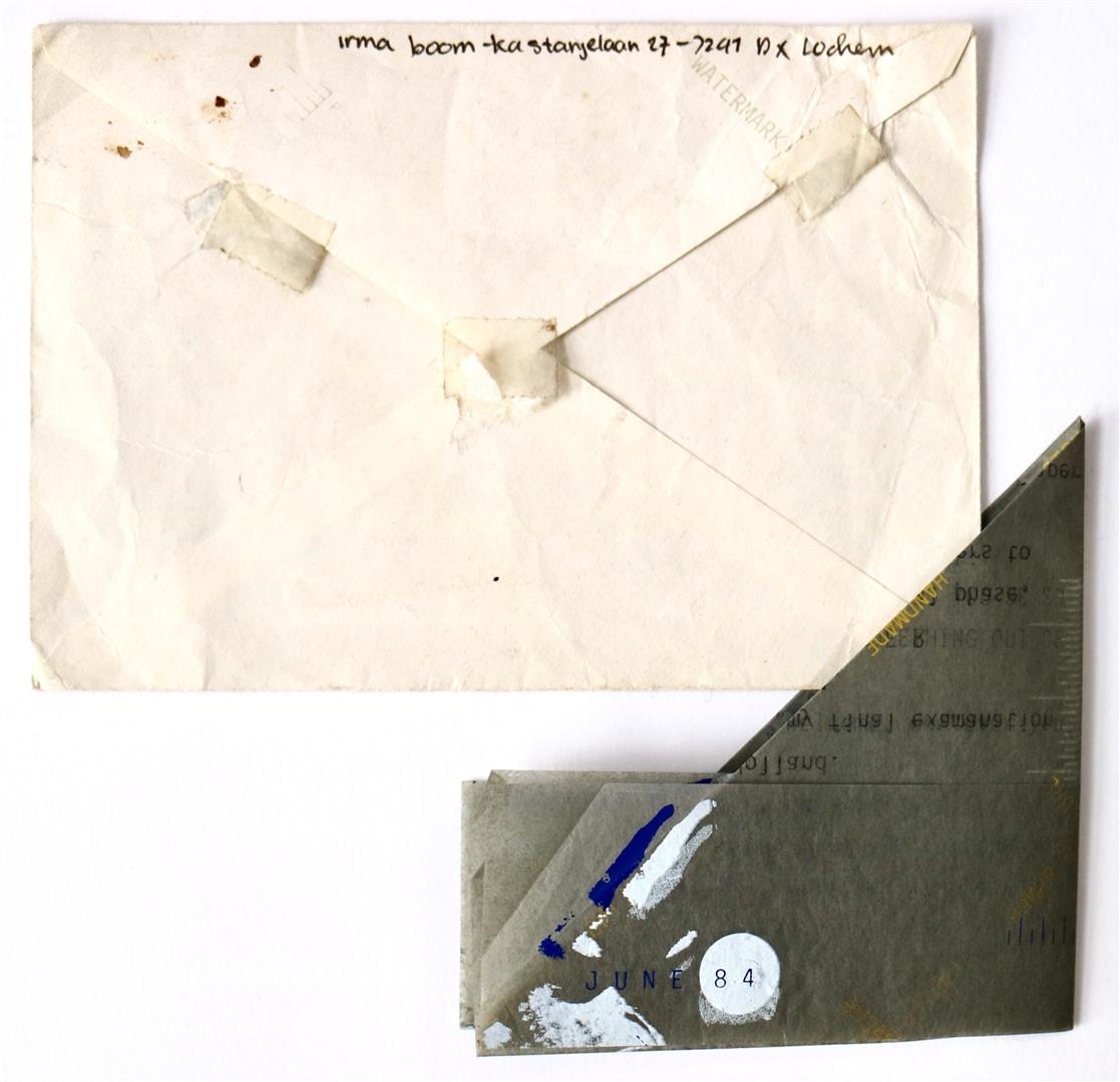 Artwork by Irma Boom, Participation call for graduation project,, Made of printed in blue, white