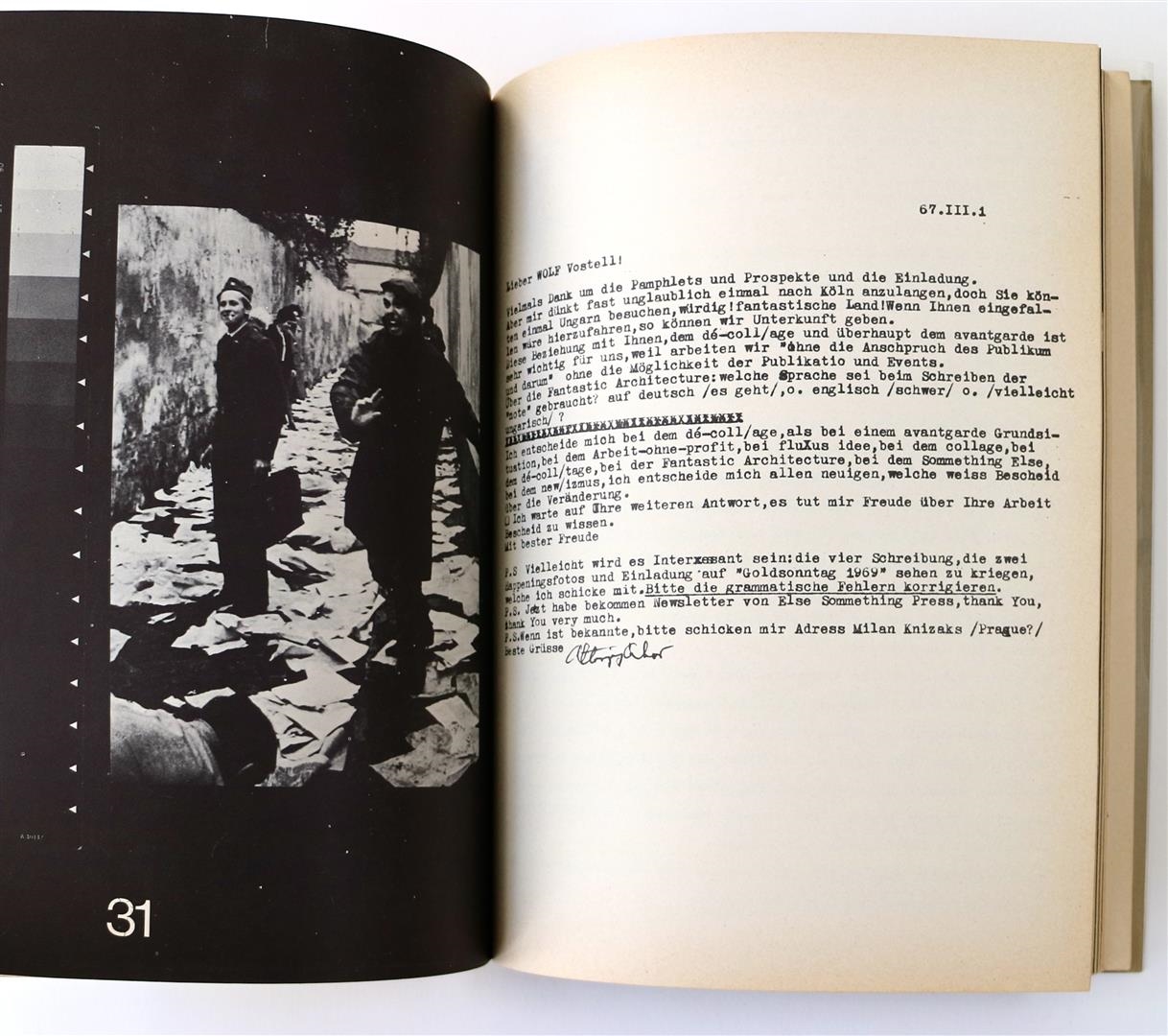 Artwork by Wolf Vostell, Dé-coll/age No.6, Bulletin der Fluxus und Happening Avantgarde, Made of blue pen on photographic paper