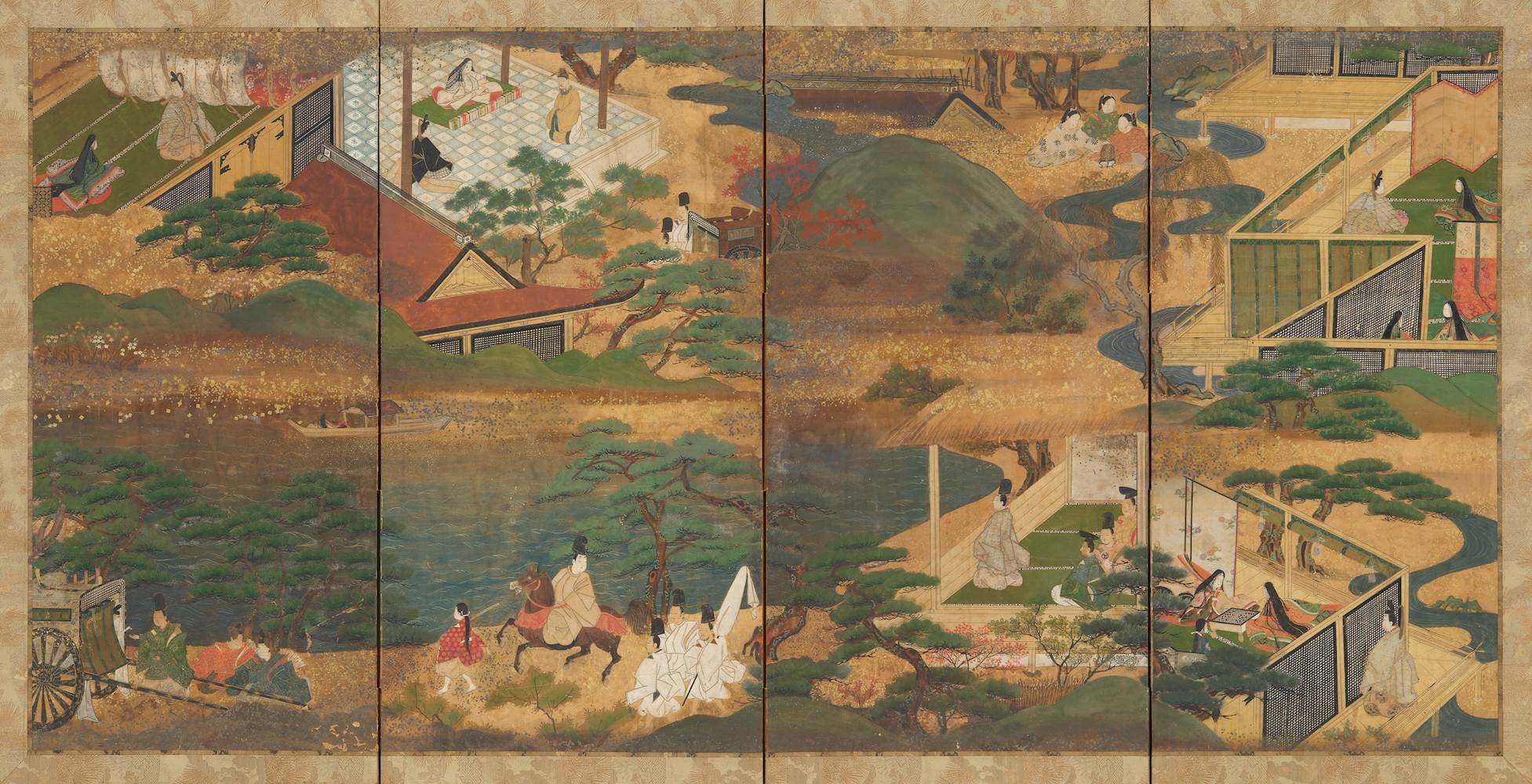 Japanese School, 19th Century | A FOUR-PANEL SCREEN DEPICTING SCENES ...