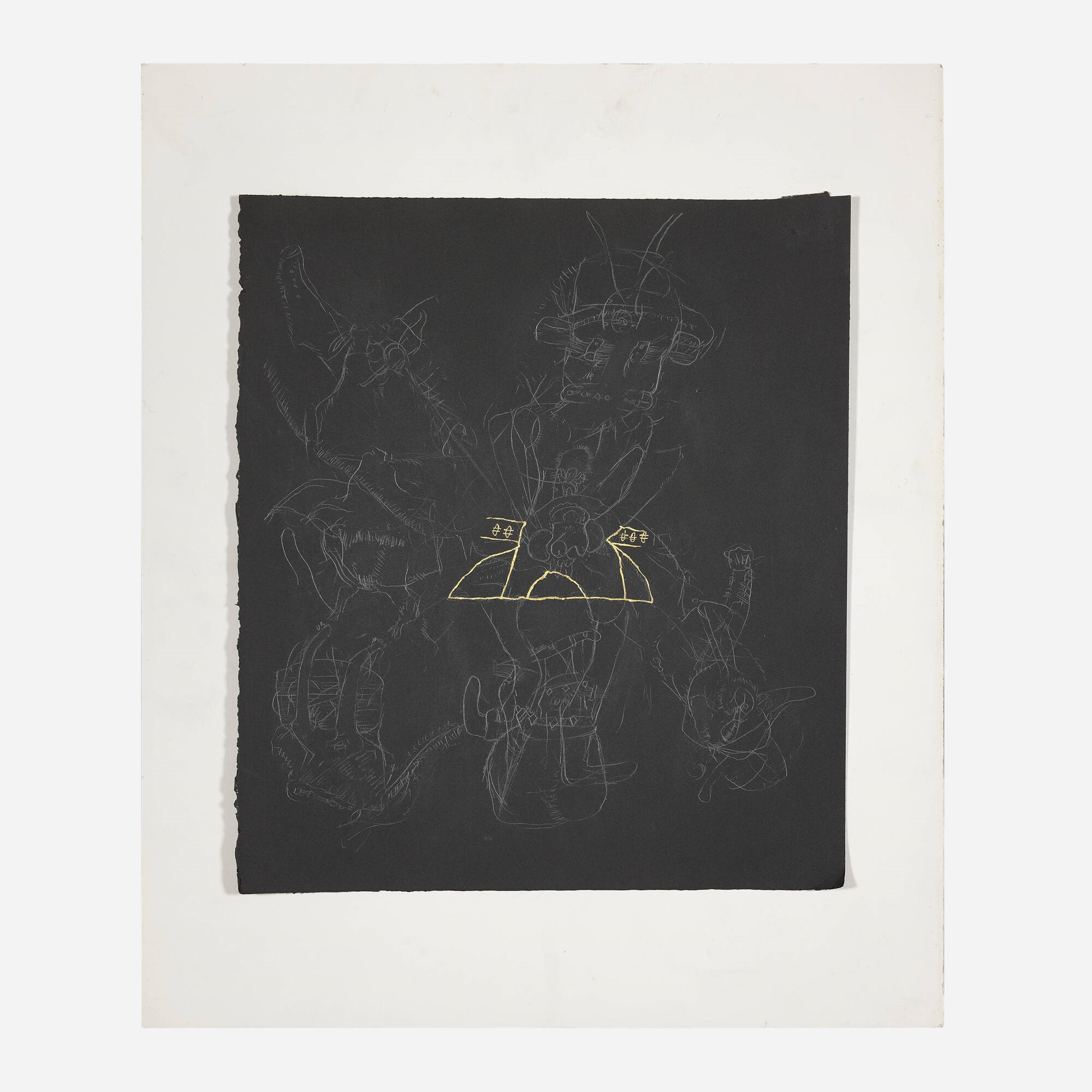 Artwork by Steven Doughton, (Blind Farmer) Roots, Legs and Wings, Made of pencil and gold ink on paper