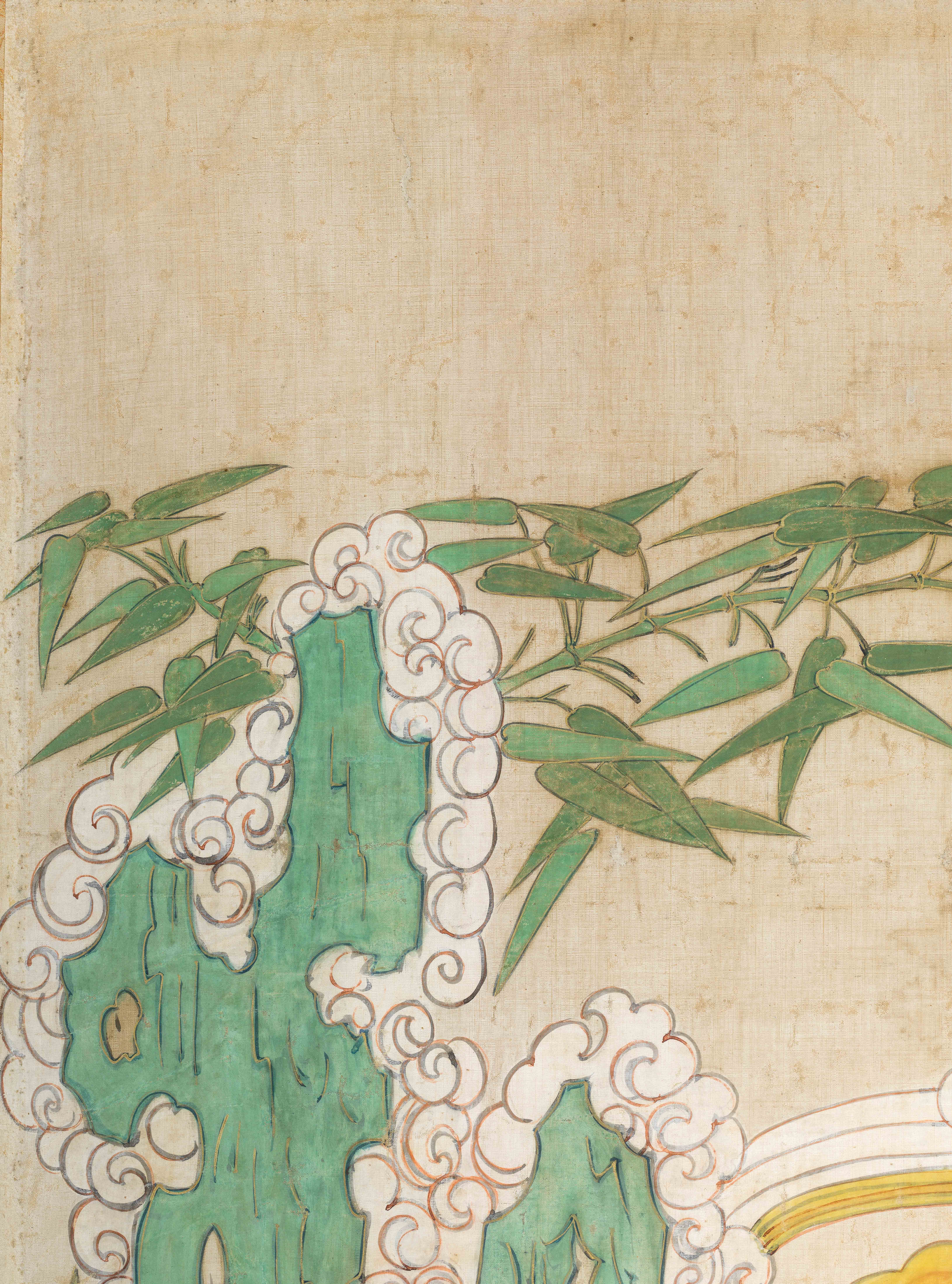 Artwork by Zhang Daqian, GUANYIN OF THE WATER MOON, Made of ink, color, and gold on cotton