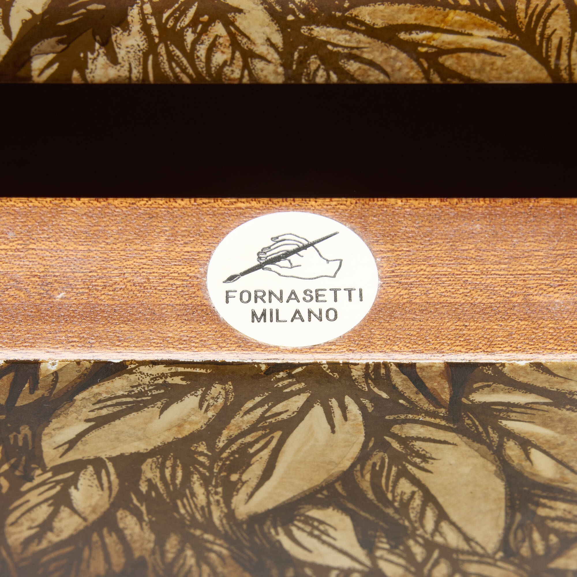 Artwork by Barnaba Fornasetti, Leopardo curved chest of drawers, Made of mahogany, brass