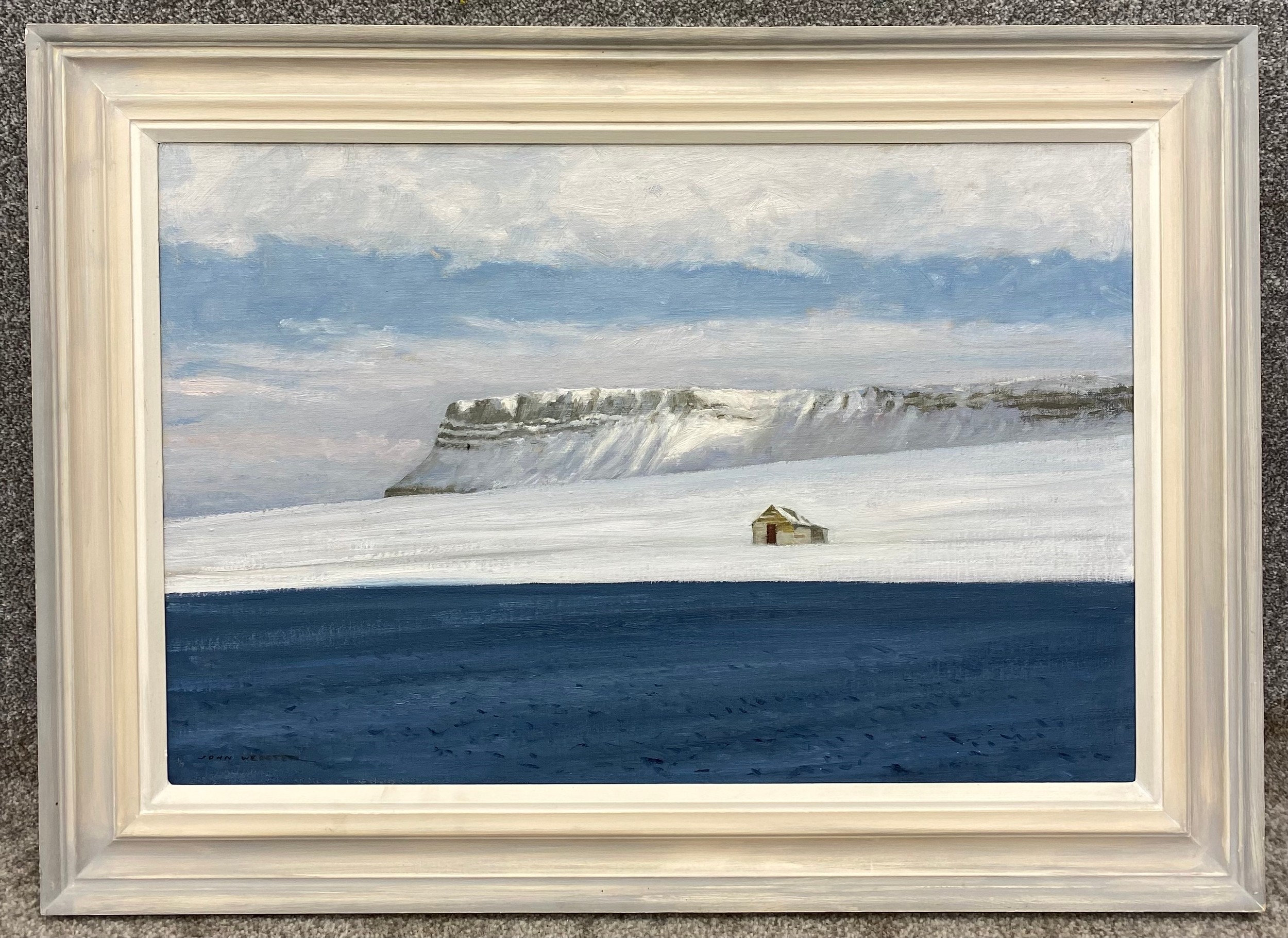 Artwork by John Bruce Webster, Oil on canvas: Arctic Trading Post, signed John Webster with gallery labels to the reverse. H.67 W, Made of Oil on canvas