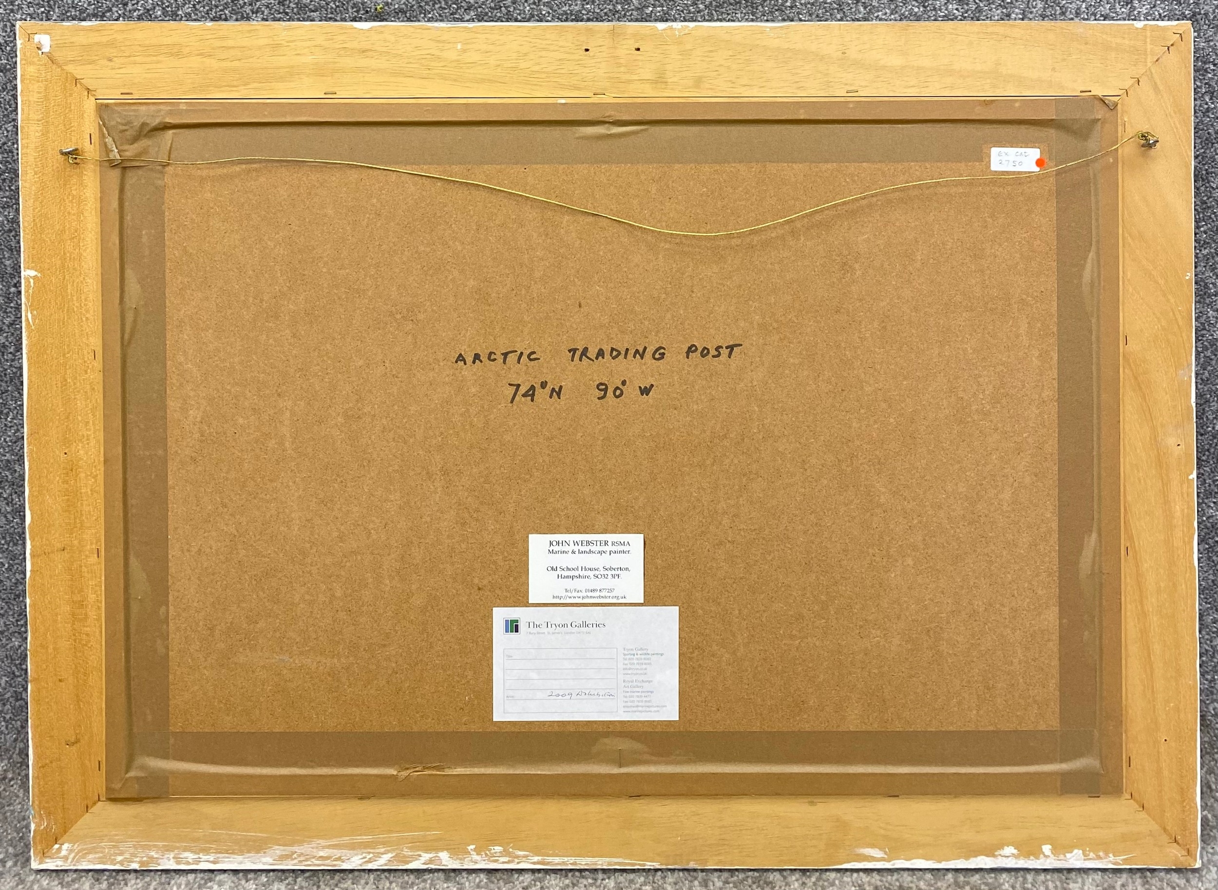 Artwork by John Bruce Webster, Oil on canvas: Arctic Trading Post, signed John Webster with gallery labels to the reverse. H.67 W, Made of Oil on canvas