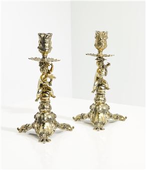 A pair of Dutch silver-gilt candlesticks, Andries Grill, The Hague - Andries Grill