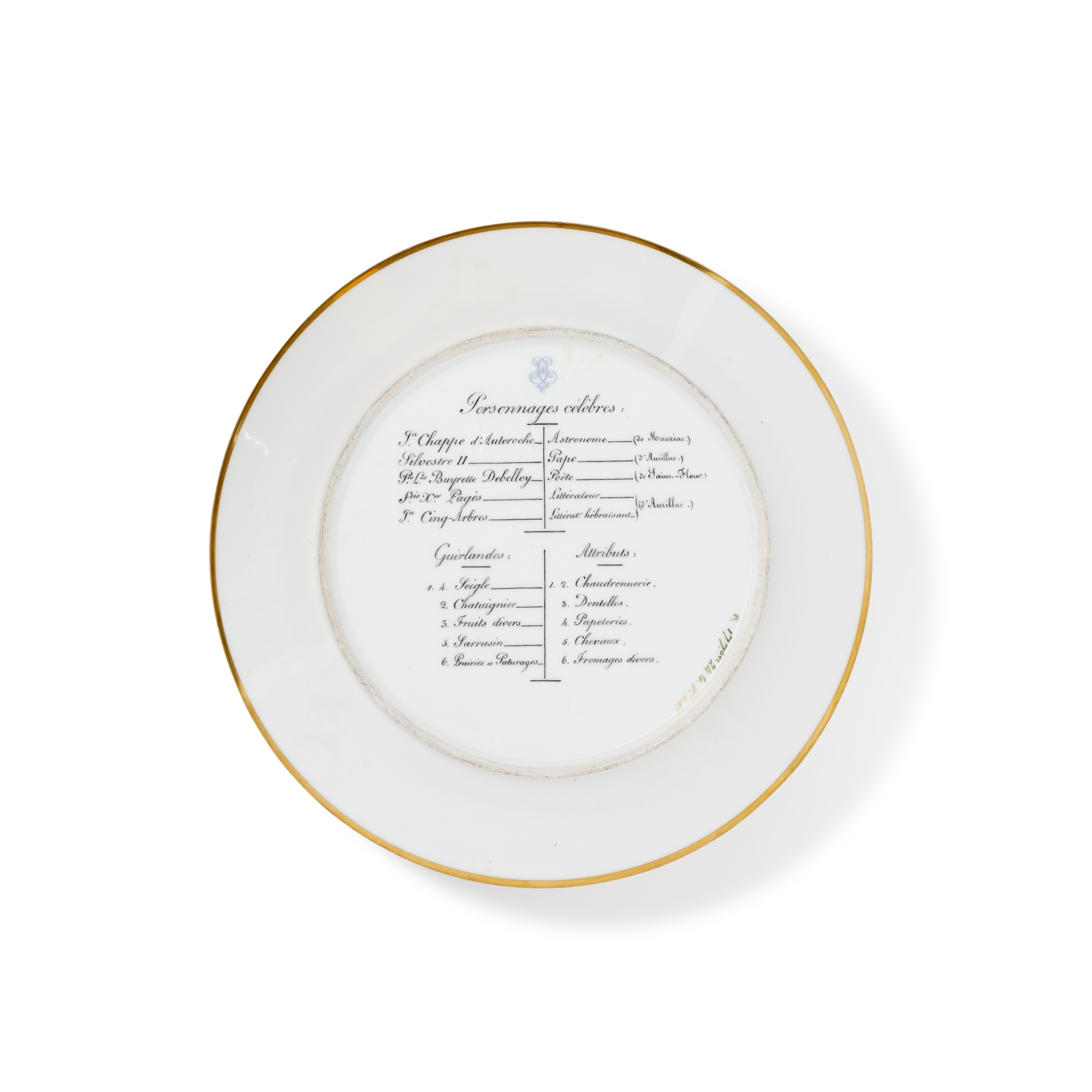 Artwork by Nicolas-Antoine Le Bel, Jean-charles-françois Leloy, A Sèvres (Charles X) porcelain plate from the Service 'des Départements, Made of printed and gilt
