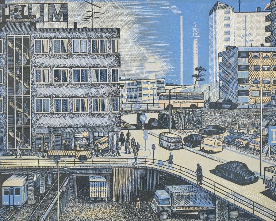 Artwork by Erik Wessel-Fougstedt, Sweden. Signed, Made of WOOD ENGRAVING