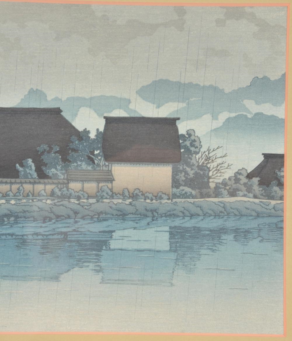Artwork by Hasui Kawase, Rainy Yasuniwa, Nagano Prefecture, Made of Japanese woodblock print