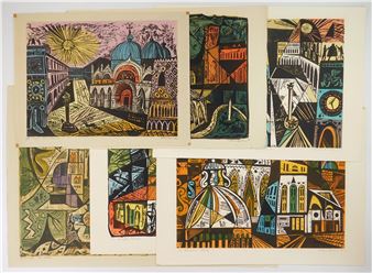 6 Irving Amen (American, 1918-2011) woodcuts - Irving Amen