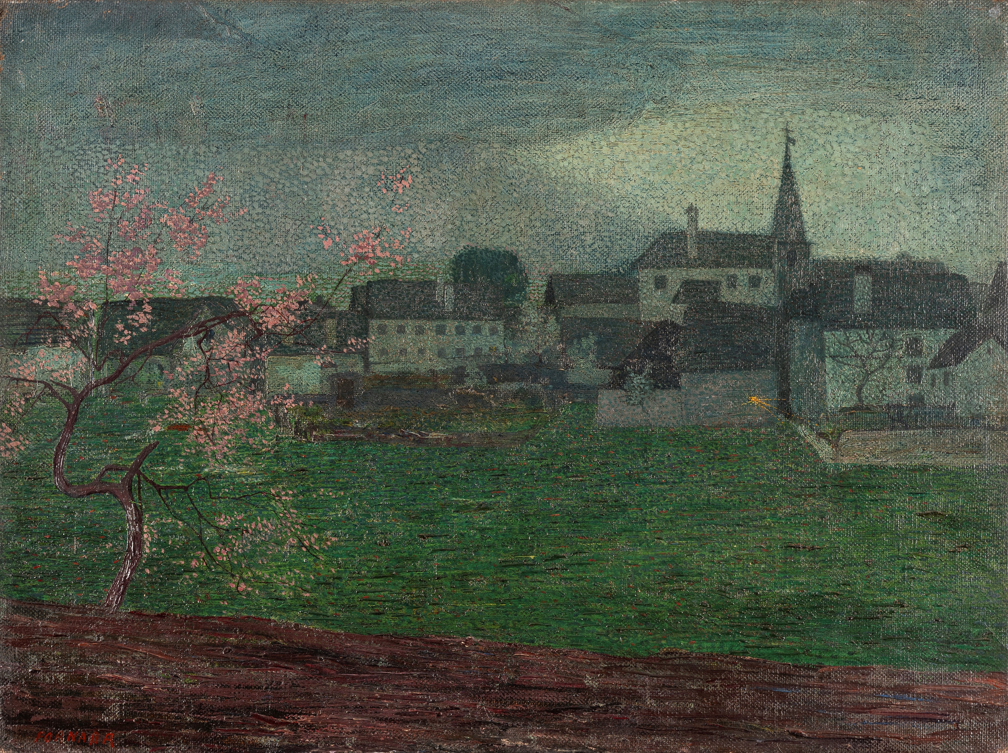 Artwork by Carlo Fornara, April Vespers, Made of oil on canvas