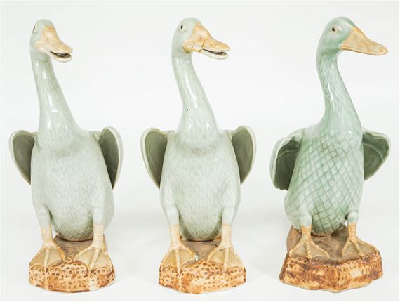 Three Chinese Porcelain Duck Figures (12 inches)