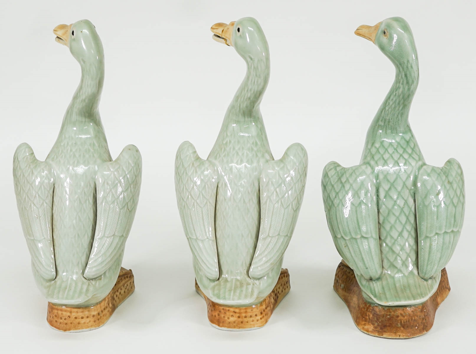 Artwork by Chinese School, Three Chinese Porcelain Duck Figures (12 inches), Made of porcelain