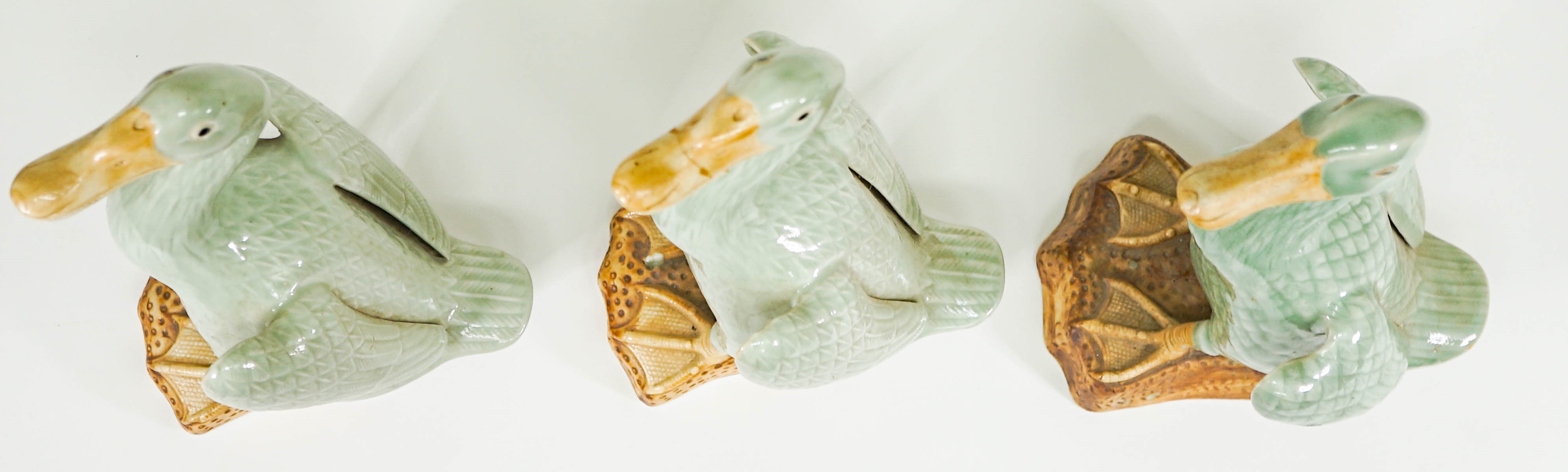 Artwork by Chinese School, Three Chinese Porcelain Duck Figures (12 inches), Made of porcelain