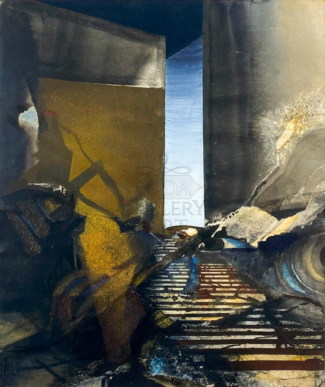 Artwork by József Buhály, Midnight shadows, Made of Mixed media, paper