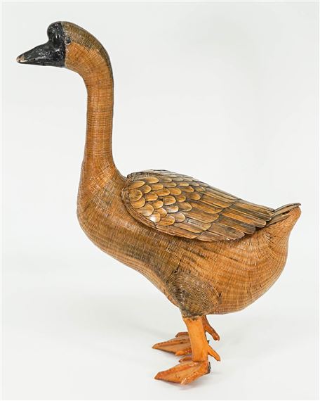 Chinese Rattan or Wicker Standing Goose Basket