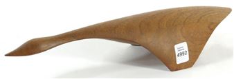 A mid-20th century circa 1960's walnut minimalist Canada Goose carving - Alan Middleton