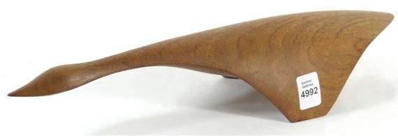A mid-20th century circa 1960's walnut minimalist Canada Goose carving - Alan Middleton