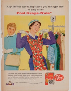 Artwork by Richard Sargent, Post cereal advertisement, Made of Gouache on board