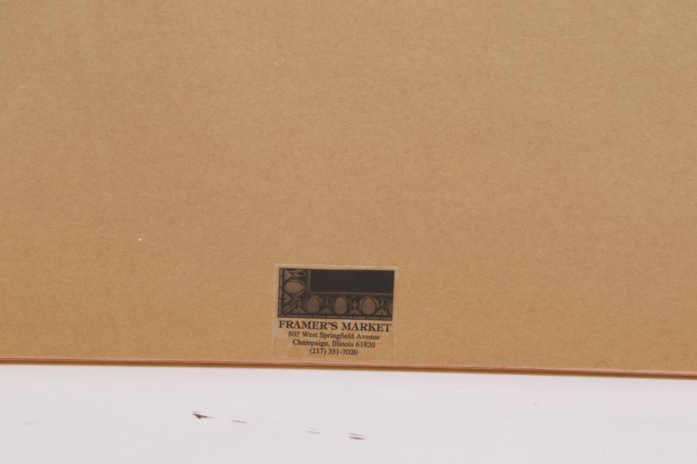 Artwork by C. Winterle Olson, large impressionistic street scene with garden, Made of watercolors, oil, acrylic, printmaking, collage, pen and ink