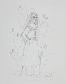Woman by Cactus Sketch by Sylvia Ji