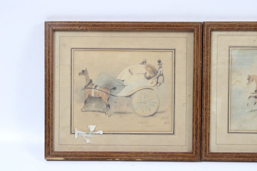 Artwork by Henry Monnier, 12 x 17 cm, 11 x 14 cm, 12, Made of Trois aquarelles sur papier