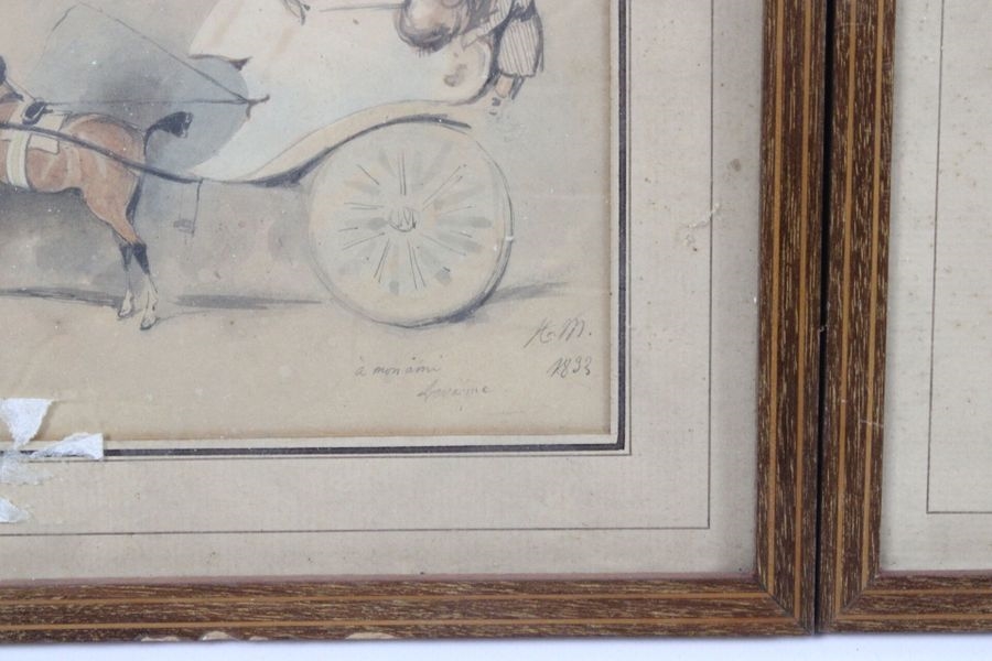 Artwork by Henry Monnier, 12 x 17 cm, 11 x 14 cm, 12, Made of Trois aquarelles sur papier