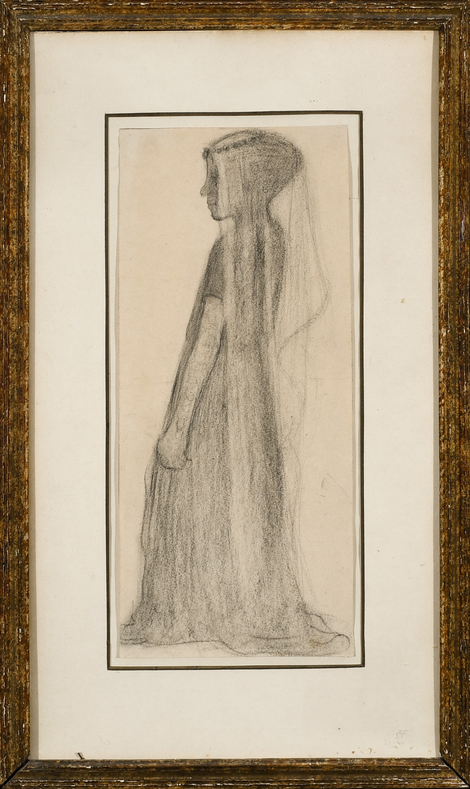 Artwork by Paula Modersohn-Becker, Study of a girl in a veil, Made of Charcoal