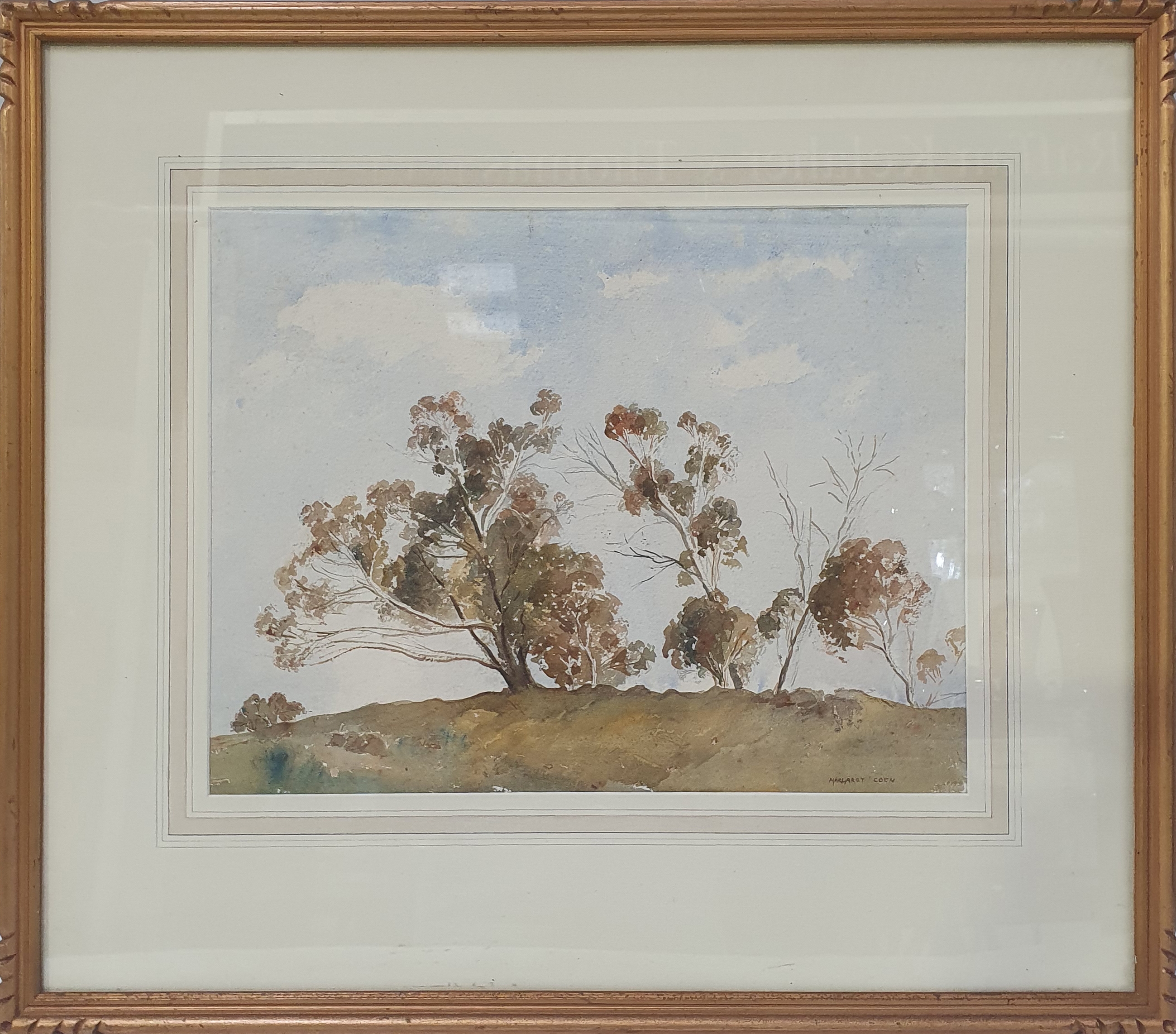 Artwork by Margaret Coen, untitled (Trees on a Hill), Made of watercolour