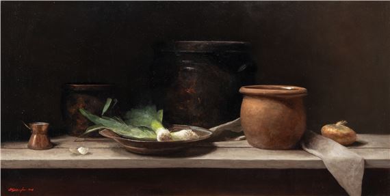 Leeks and Earthenware by Sarah Lamb, 2014