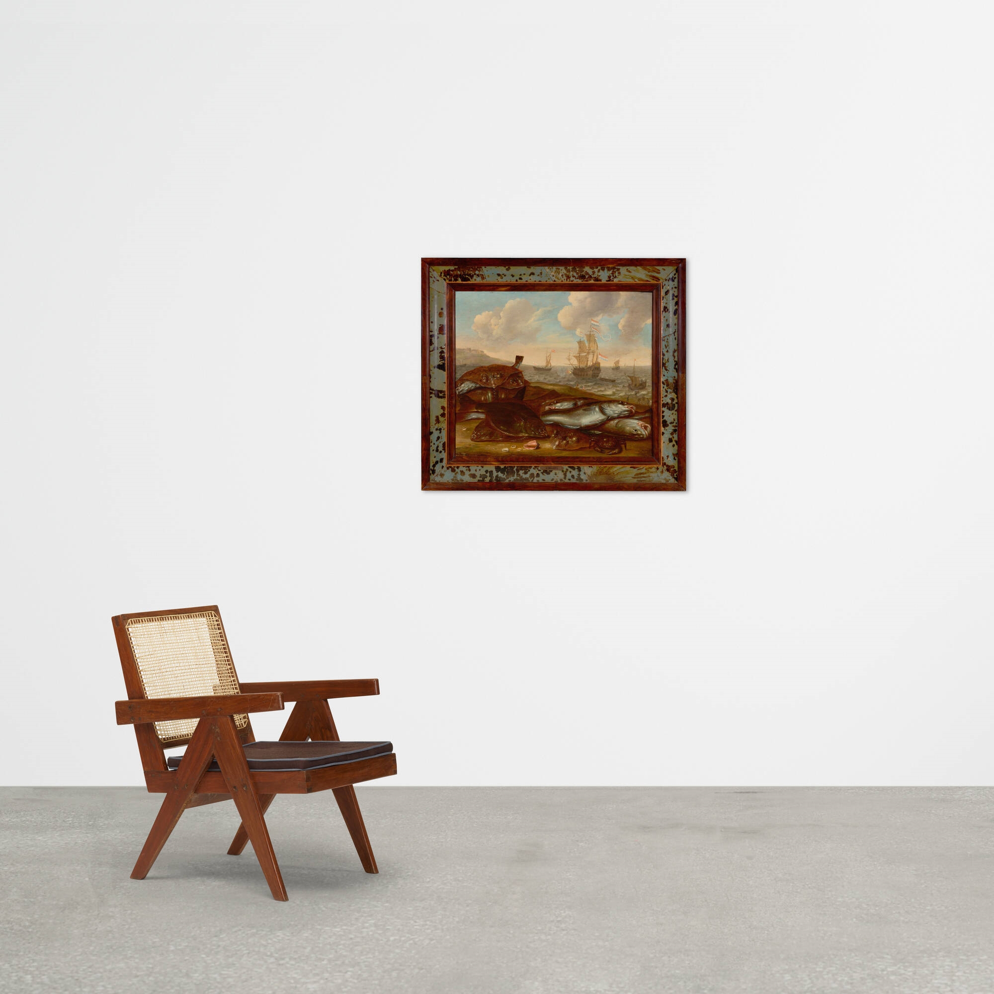 Artwork by Abraham Willaerts, Seascape with various vessels, with fish in foreground, Made of oil on panel