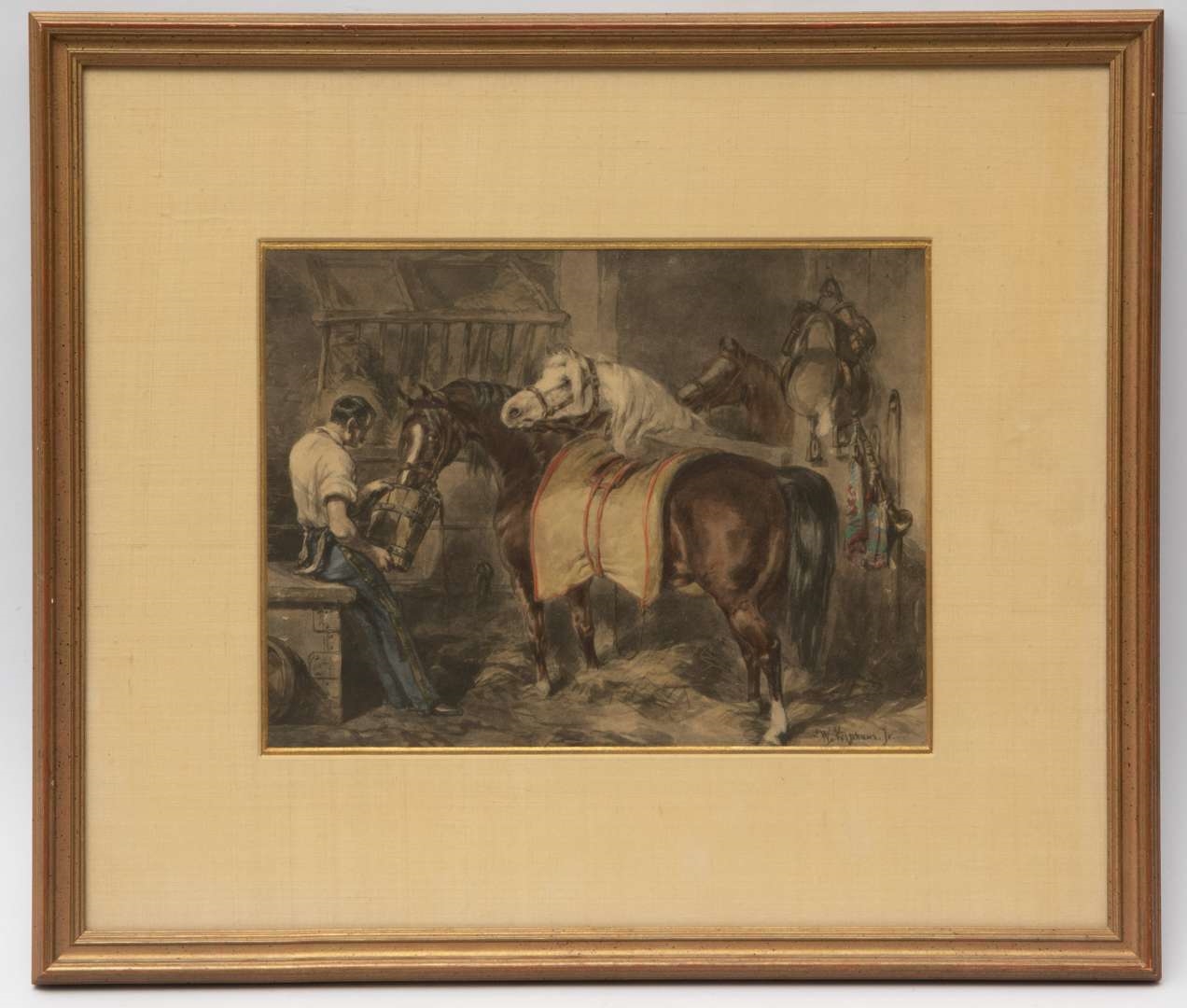 Wouter Verschuur The Younger | Paarden voederen in de stal | MutualArt