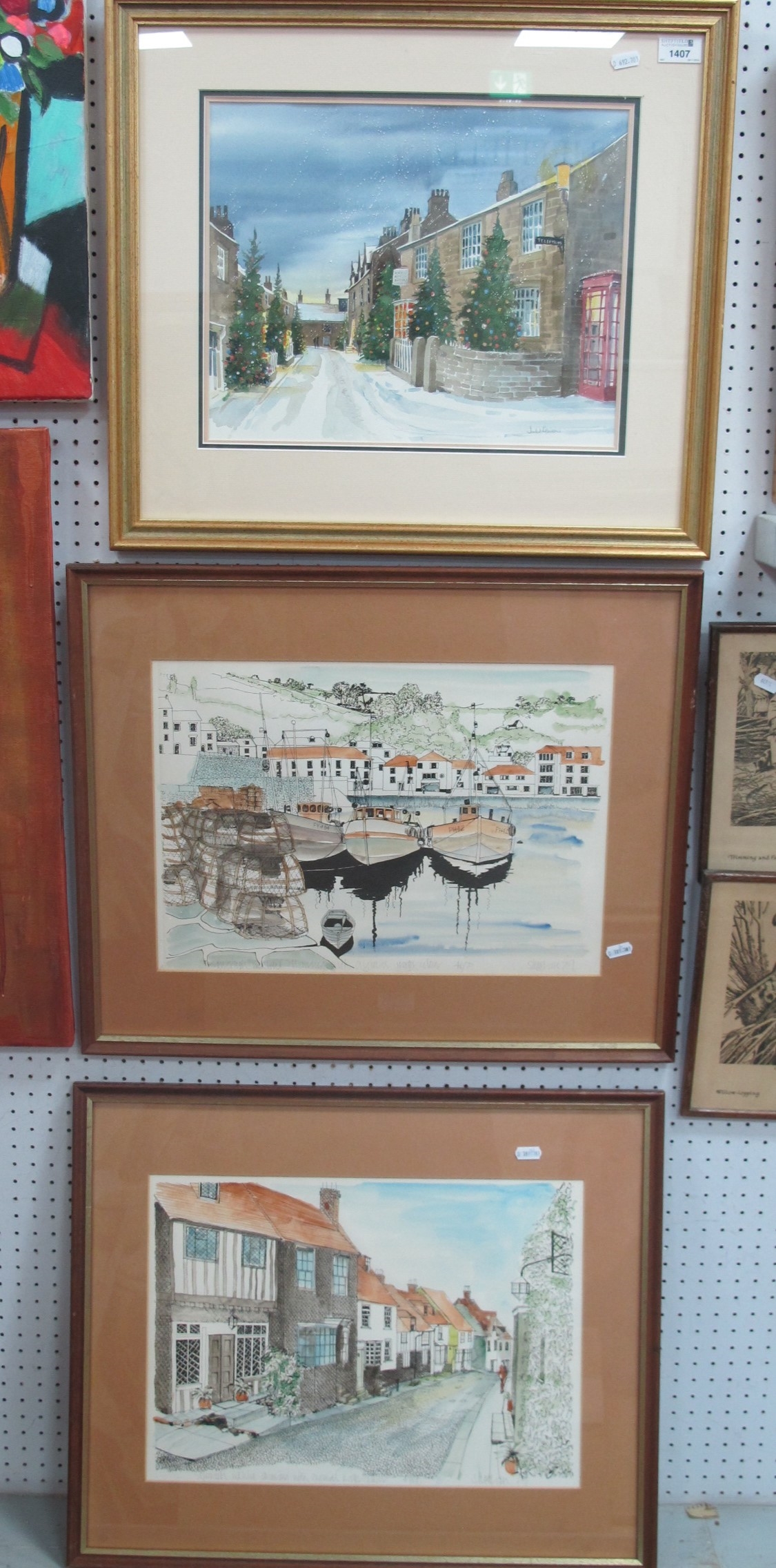 Artwork by Isabel Blincow, Isobel Blincow (Sheffield Artist) Winter Street Scene at Castleton, watercolour, signed lower right, 29, Made of watercolour