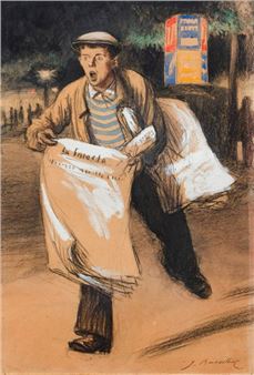 The newspaper seller Charcoal - Jacques Baseilhac