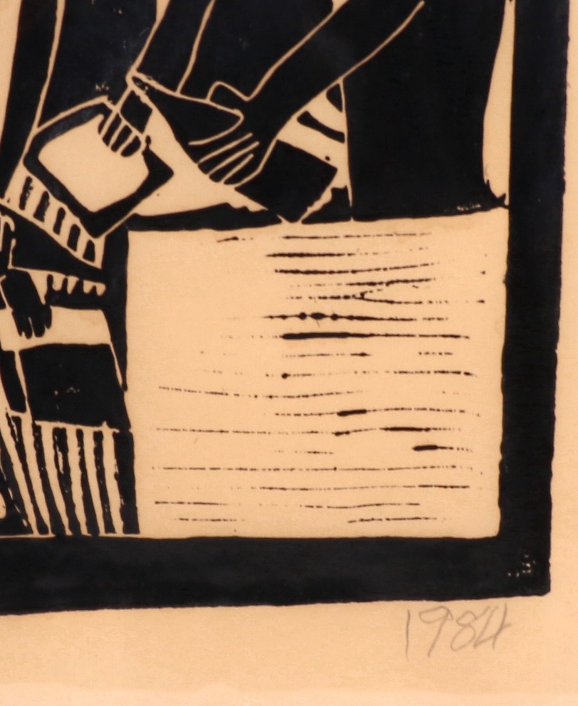 Artwork by John Ndevasia Muafangejo, A BEAUTIFUL OVAMBOLAND, Made of linocut