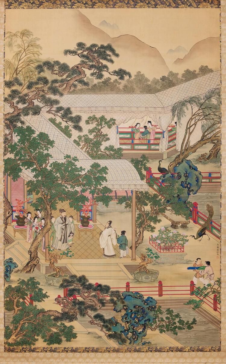 Artwork by Zheng Song, OFFERING BIRTHDAY, Made of Ink and color on silk