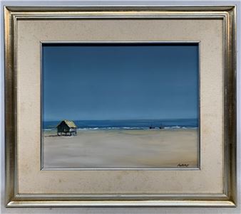 Haro &quot;Paisaje de costa&quot; Oleo sobre fibra - Rodrigo de Haro