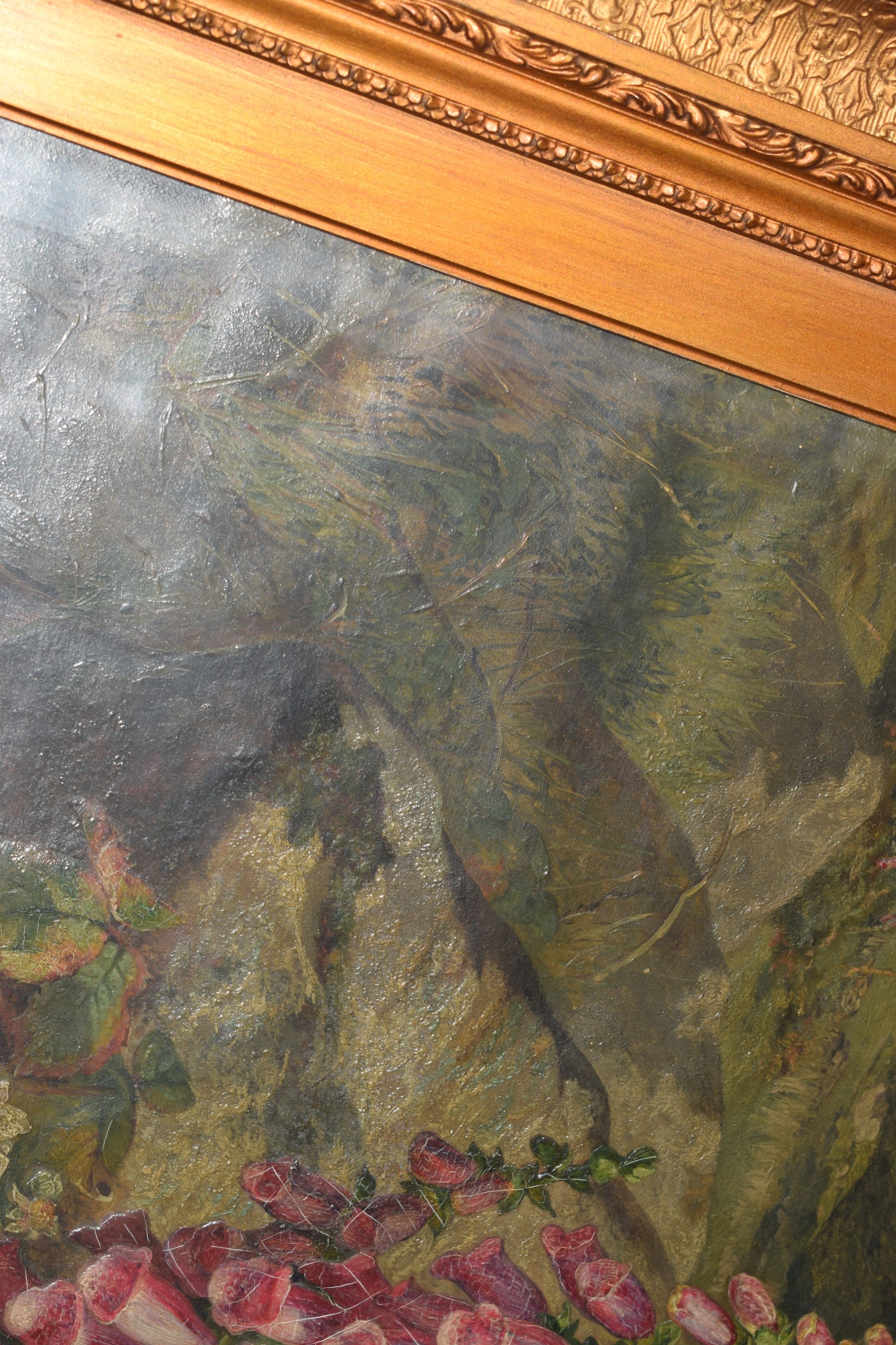 Artwork by Martha Darlay Mutrie, Oil - Foxgloves and ferns in a landscape, Made of Oil on paper