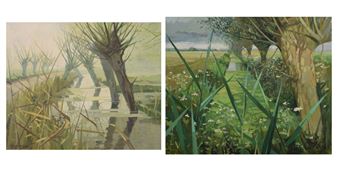 two oils on board - Studies of the Somerset Levels - Cecile Crombeke