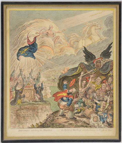 Disciples Catching the Mantle by James Gillray, 1808