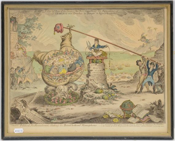 Political Mathematicians shaking the Broad Bottom’d Hemispheres by James Gillray, 1807