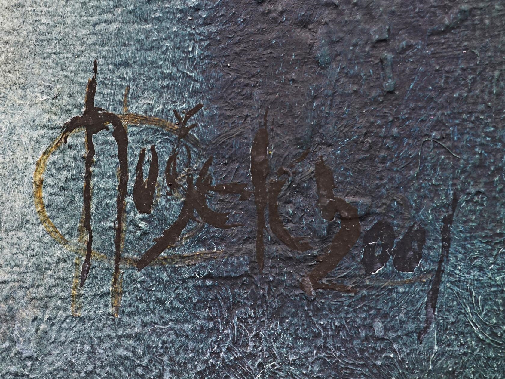 Artwork by Karel Hošek, Krajina s klaunem, Made of Oil on canvas