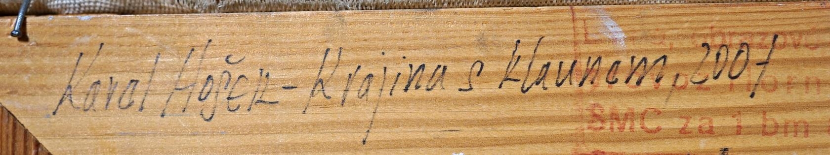 Artwork by Karel Hošek, Krajina s klaunem, Made of Oil on canvas