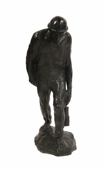 A large and impressive bronze figure of a miner (?) by Jules-Pierre van Biesbroeck, 1873