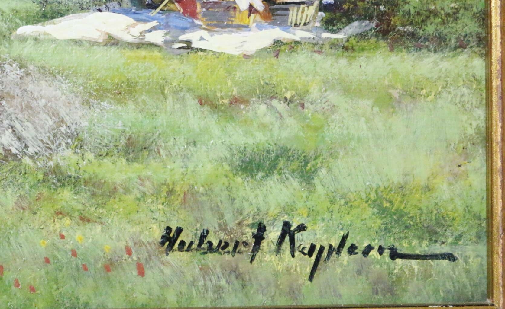 Artwork by Hubert Kaplan, Heuernte am Tegernsee, Made of oil/wood