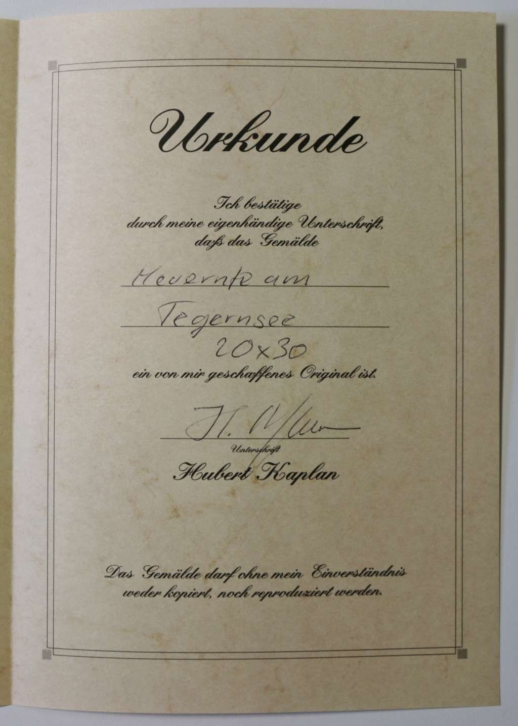 Artwork by Hubert Kaplan, Heuernte am Tegernsee, Made of oil/wood