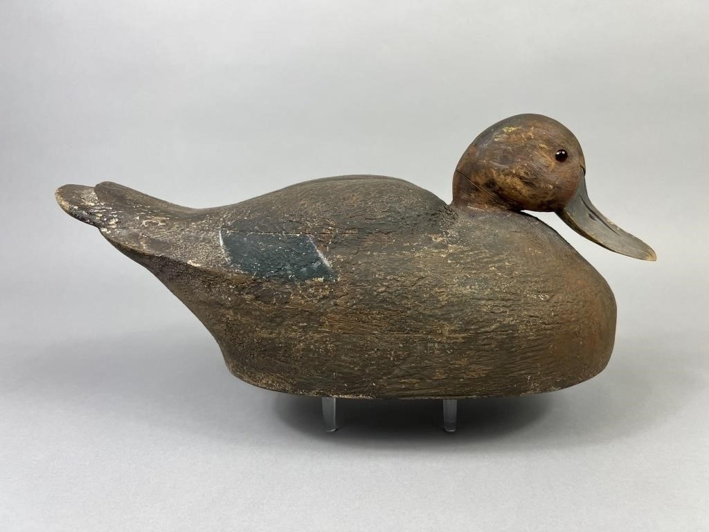 Artwork by Bill Grotenrath, Black Duck Decoy, Made of Glass eyes, hollow body, mostly original paint with some old working paint