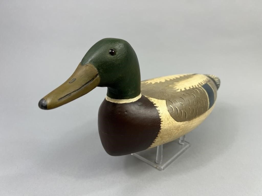 Artwork by Roy Hancock, Mallard Drake Duck Decoy, Made of Glass eyes, hollow body