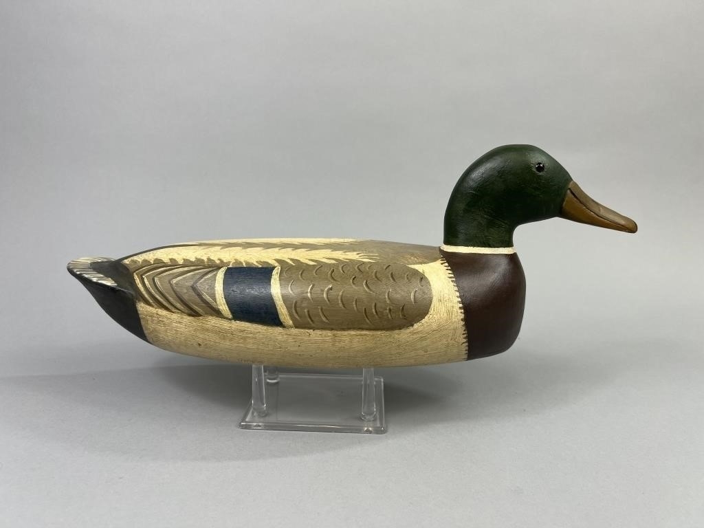 Artwork by Roy Hancock, Mallard Drake Duck Decoy, Made of Glass eyes, hollow body