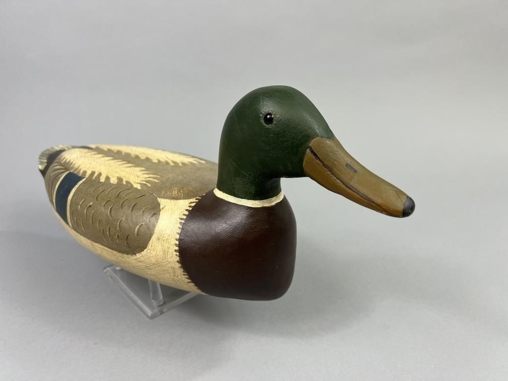 Artwork by Roy Hancock, Mallard Drake Duck Decoy, Made of Glass eyes, hollow body