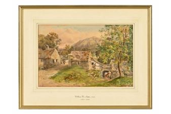 FIGURES AND BUILDINGS IN LAKELAND LANDSCAPE - William Henry Nutter